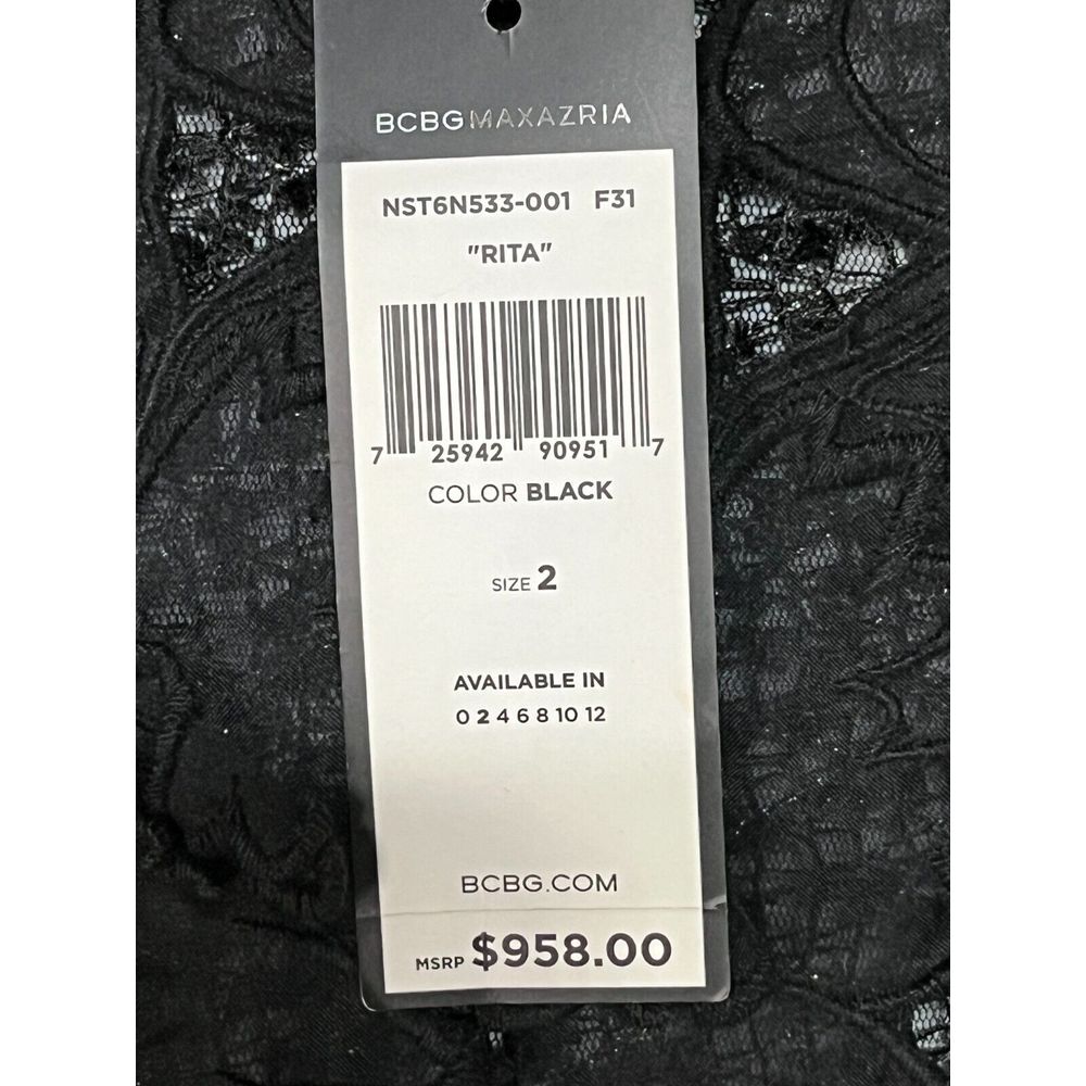 NWT BCBG Maxazria Rita Dress $958 Sleeveless Floral Embroidered Black Womens 2 - Picture 13 of 16